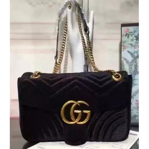 Gucci GG Marmont sametová ramenní taška 443497 černá