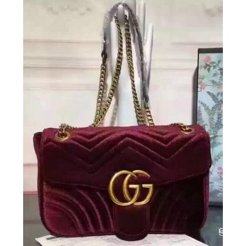 Gucci GG Marmont sametová ramenní taška 443497 fialová