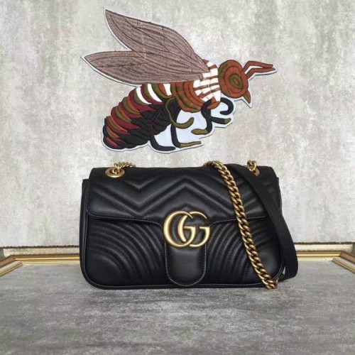 Gucci GG Marmont Sheenskin ramenní taška 443497A černá