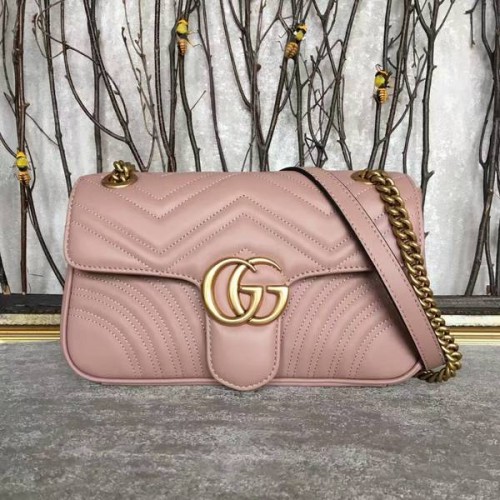 Gucci GG Marmont Sheenskin ramenní taška 443497A světle růžová