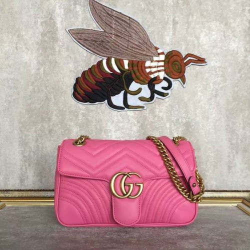 Gucci GG Marmont Sheenskin ramenní taška 443497A růžová