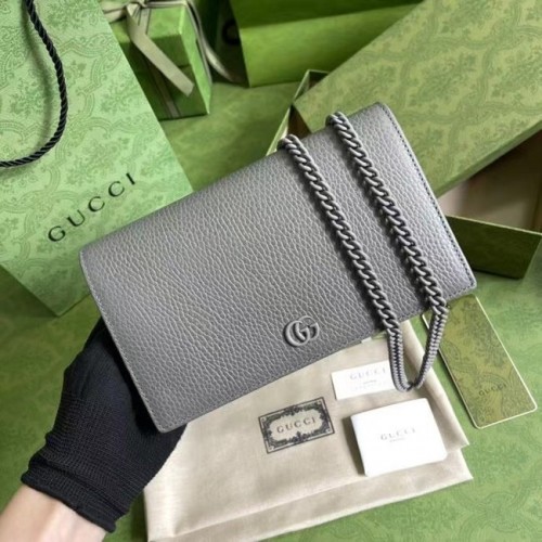 Peněženka Gucci GG Marmont s řetízkem 497985 ŠEDÁ