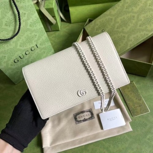 Peněženka Gucci GG Marmont s řetízkem 497985 bílá