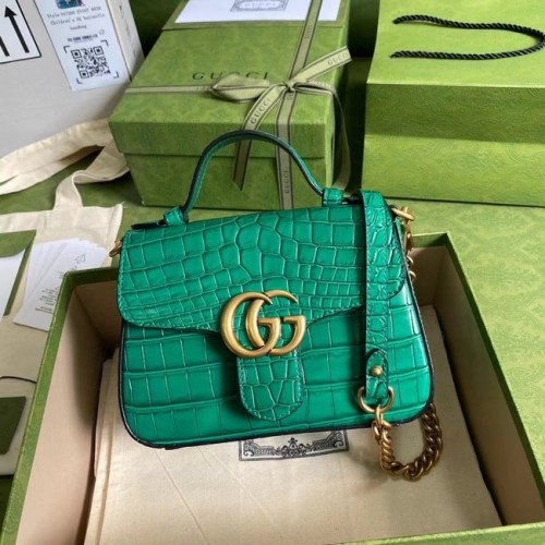 Gucci GG Marmont mini kabelka s horním uchem z krokodýlí kůže 547260 zelená