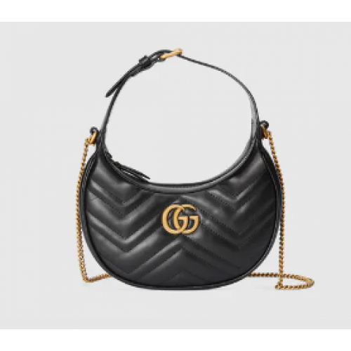 Gucci GG Marmont mini kabelka ve tvaru půlměsíce 699514 černá