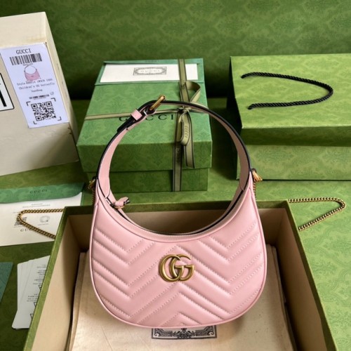 Mini kabelka Gucci GG Marmont ve tvaru půlměsíce 699514 růžová