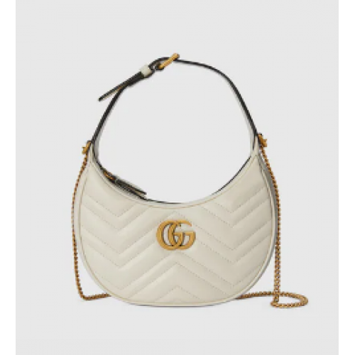 Gucci GG Marmont mini kabelka ve tvaru půlměsíce 699514 bílá