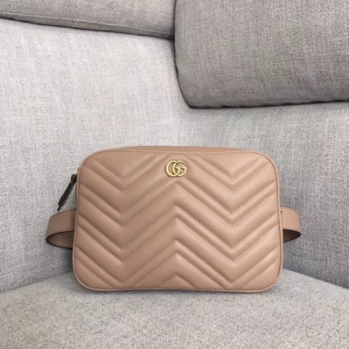 Ledová kabelka Gucci GG Marmont matelasse 523380 meruňková