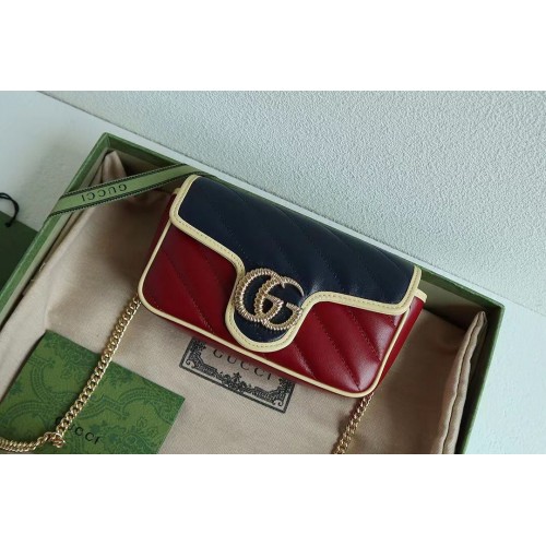 Mini kabelka Gucci GG Marmont matelasse 446744 vínová a tmavě modrá