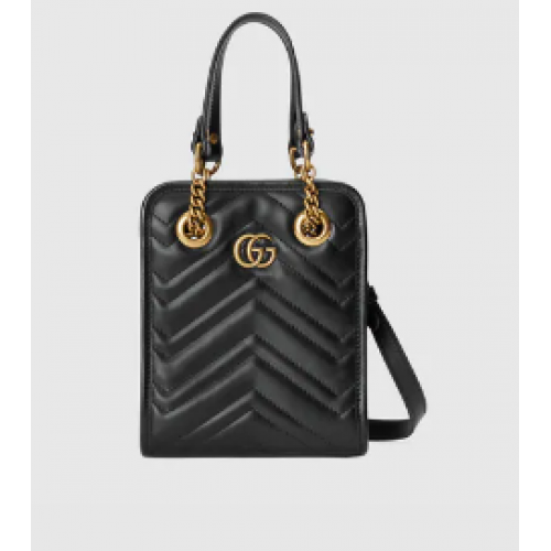 Mini kabelka Gucci GG Marmont z matelasse 696123 černá