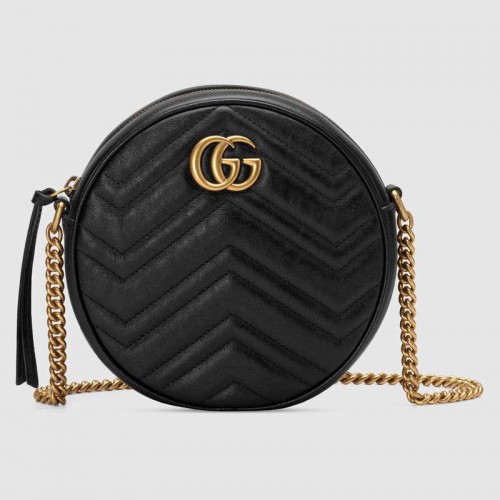 Gucci GG Marmont mini kulatá kabelka přes rameno 550154 černá