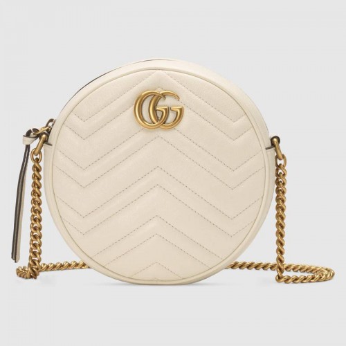 Gucci GG Marmont mini kulatá kabelka přes rameno 550154 bílá
