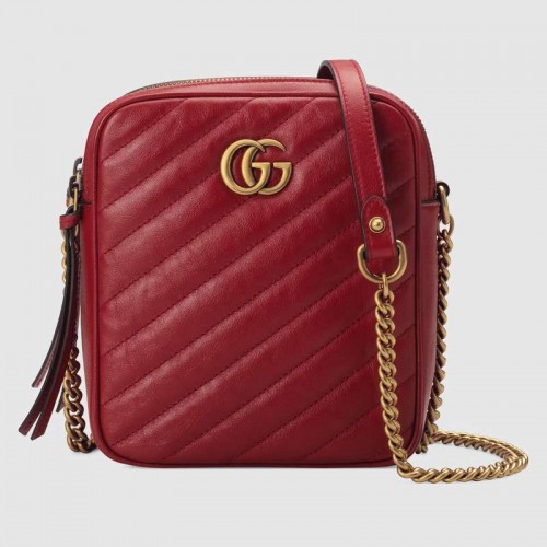 Mini kabelka přes rameno Gucci GG Marmont 550155 červená