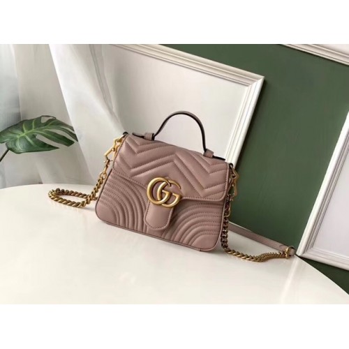 Mini kabelka Gucci GG Marmont s horním uchem 547260 v tmavě růžové barvě
