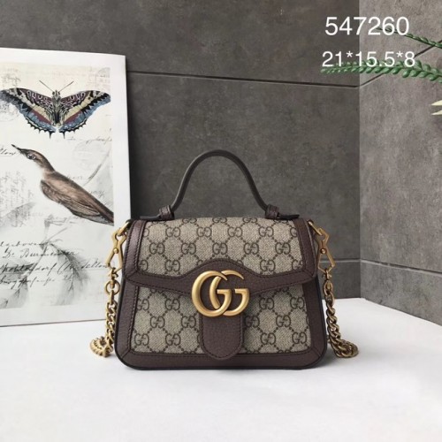 Mini kabelka Gucci GG Marmont s horním uchem 547260 hnědá
