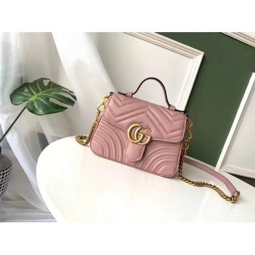 Mini kabelka Gucci GG Marmont s horním uchem 547260 růžová