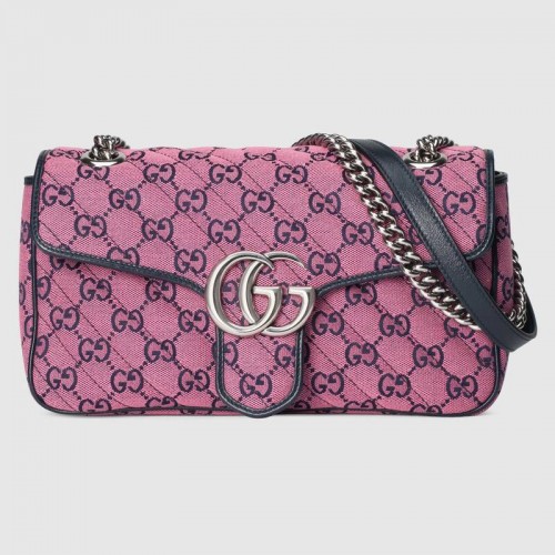 Gucci GG Marmont vícebarevná malá kabelka přes rameno 443497 růžová