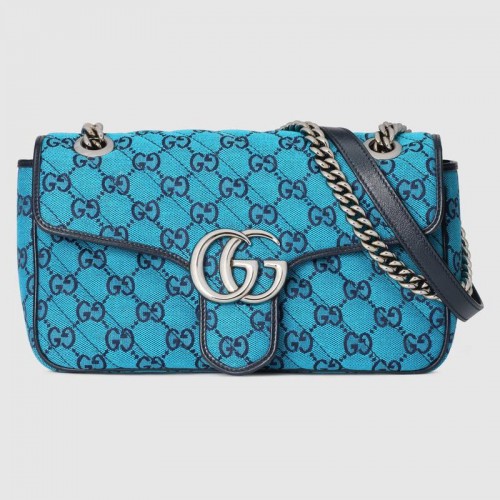 Gucci GG Marmont vícebarevná malá kabelka přes rameno 443497 modrá