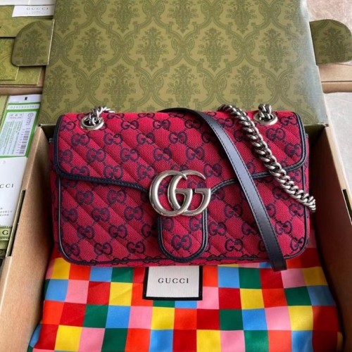 Gucci GG Marmont vícebarevná malá kabelka přes rameno 443497 červená