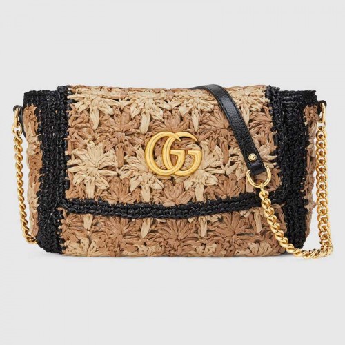 Gucci GG Marmont malá kabelka přes rameno z rafie 574433 Černá