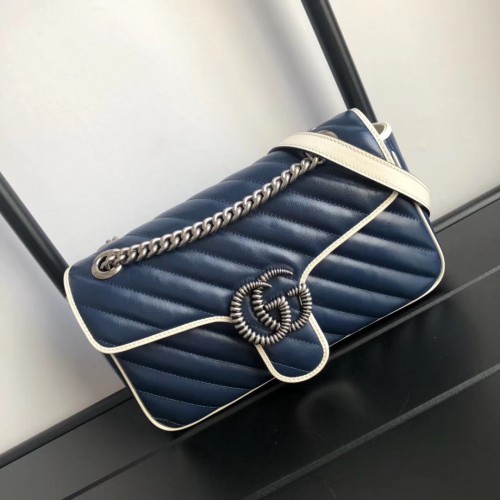 Malá kabelka přes rameno Gucci GG Marmont 443497 Navy