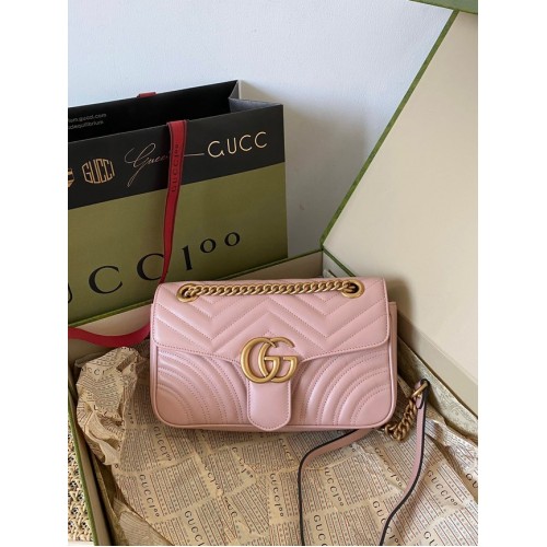 Malá kabelka přes rameno Gucci GG Marmont 443497 světle růžová