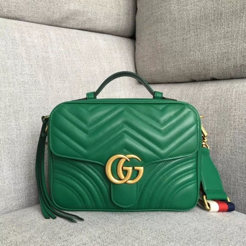 Malá kabelka přes rameno Gucci GG Marmont 498100 zelená
