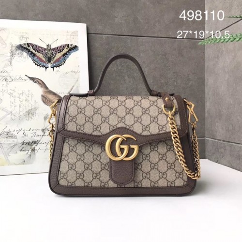 Malá kabelka Gucci GG Marmont s horním uchem 498110 hnědá