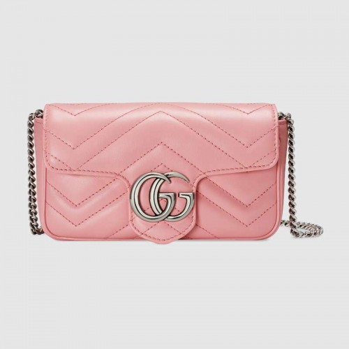 Gucci GG Marmont super mini kabelka 476433 Pastelově růžová