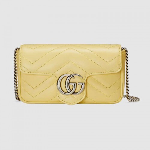 Gucci GG Marmont super mini kabelka 476433 Pastelově žlutá
