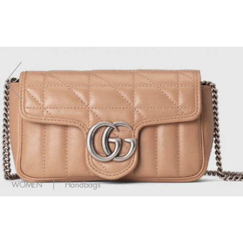 Super mini kabelka Gucci GG Marmont 476433 růžovo-béžová
