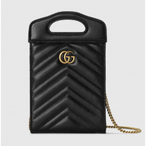 Mini kabelka Gucci GG Marmont s horním uchem 699756 černá