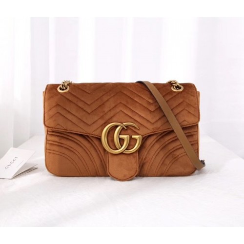 Gucci GG Marmont sametová střední taška přes rameno 443496 Taupe