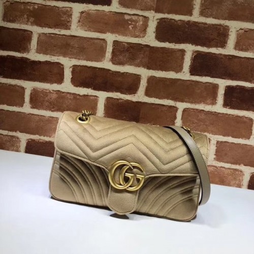 Gucci GG Marmont sametová střední velikost ramenní kabelky 443497 khaki