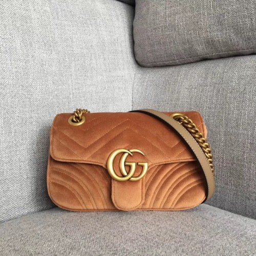 Gucci GG Marmont sametová mini kabelka 446744 hnědá