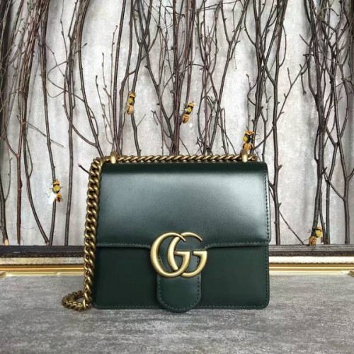Gucci GG Original Marmont kožená taška přes rameno 431384A tmavě zelená