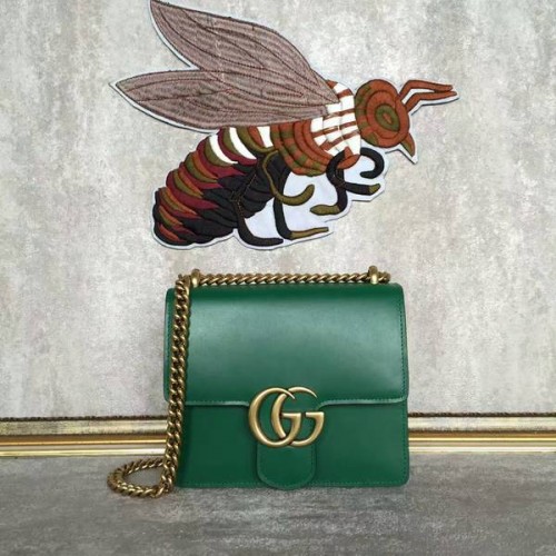 Gucci GG Original Marmont kožená taška přes rameno 431384A zelená