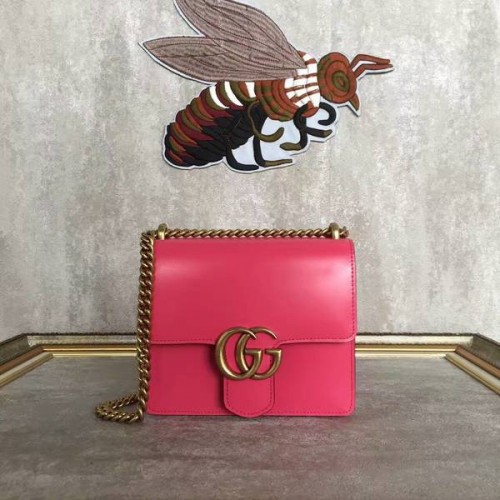 Gucci GG Original Marmont kožená kabelka přes rameno 431384A růžová