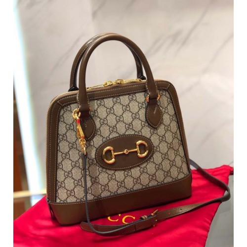 Plátěná kabelka Gucci GG Supreme s horním uchem 621220 hnědá