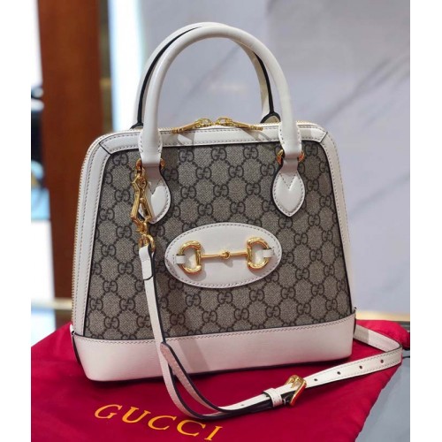 Plátěná kabelka Gucci GG Supreme s horním uchem 621220 bílá