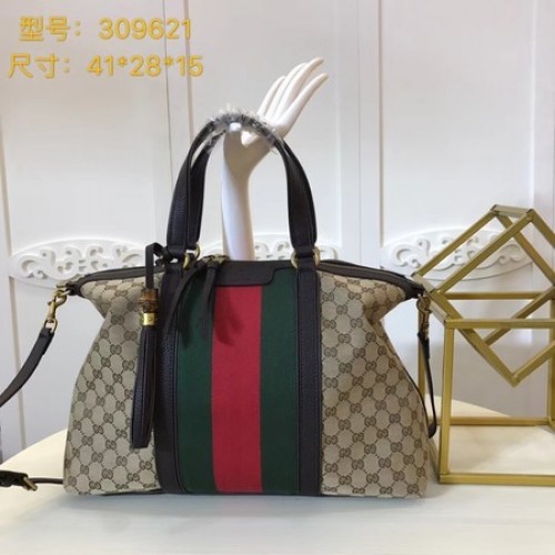 Plátěná taška Gucci GG Supreme 309621 Káva