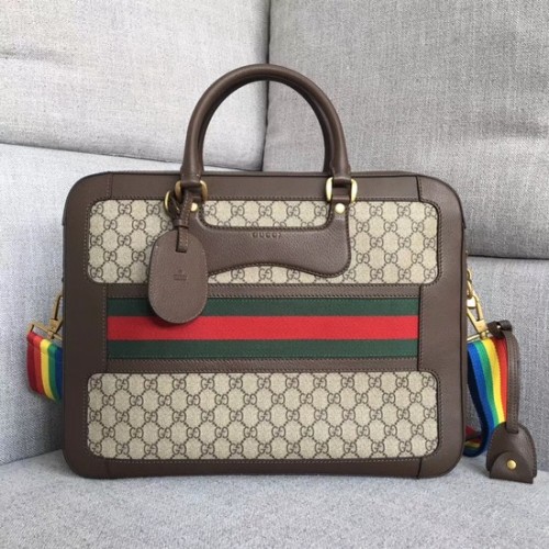 Plátěná taška Gucci GG Supreme 484663 hnědá