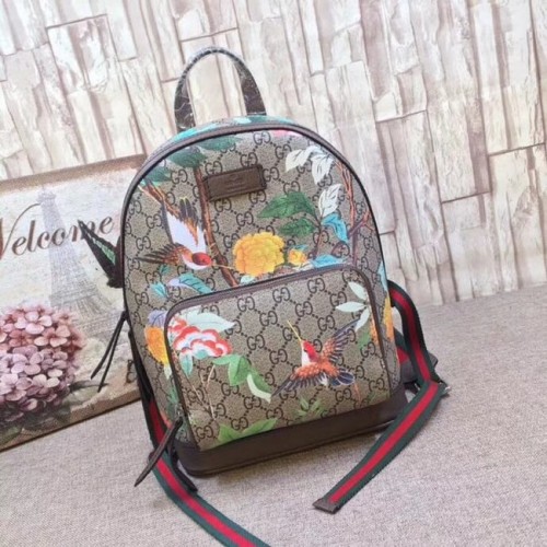 Batoh Gucci GG Supreme Flower and bird 427042-1 Hnědý
