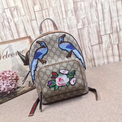 Batoh Gucci GG Supreme Flower and Bird 427042 hnědý