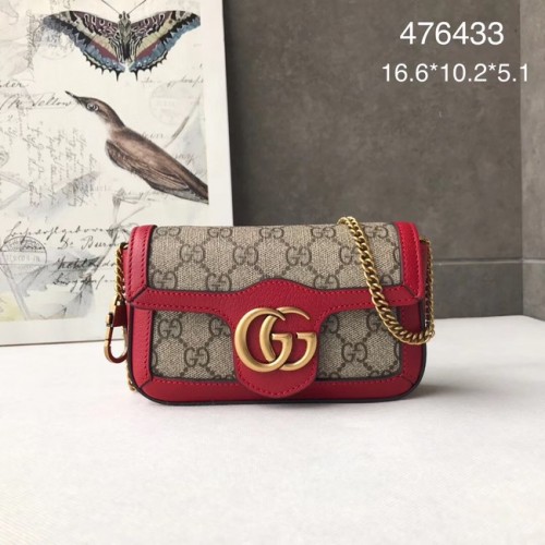 Gucci GG Supreme plátěná 476433 mini kabelka přes rameno červená