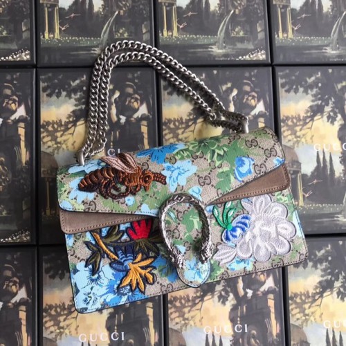 Malá plátěná kabelka Gucci GG Supreme Dionysus přes rameno 400249 včelí