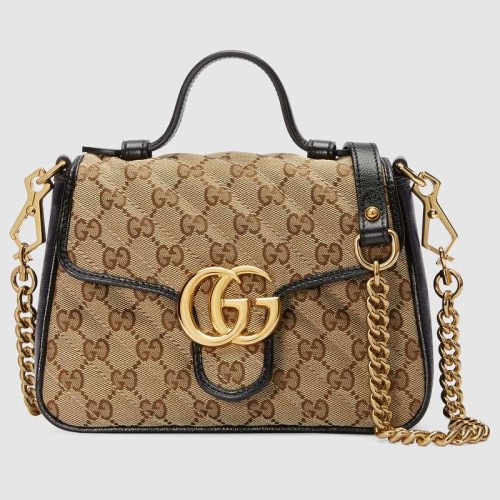 Plátěná mini kabelka Gucci GG Supreme s horním uchem 583571 černá