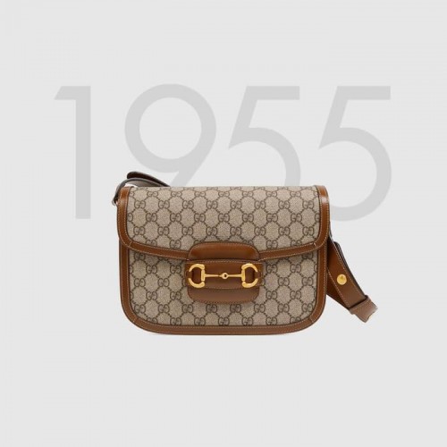 Plátěná kabelka přes rameno Gucci GG Supreme 602204 hnědá