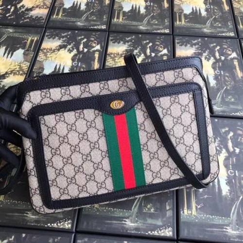 Střední kabelka přes rameno Gucci GG Supreme 523354 černá