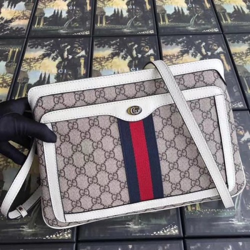 Střední kabelka přes rameno Gucci GG Supreme 523354 bílá